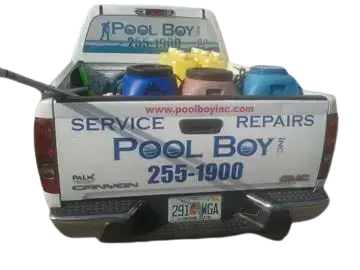 Pool Boy Inc. service and repair truck with cleaning equipment in Port Charlotte, FL