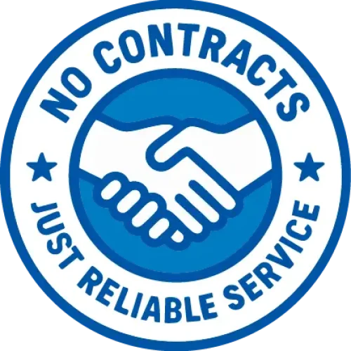 Pool Boy – No Contracts, Just Reliable Weekly Pool Service No contracts badge from Pool Boy Inc. highlighting reliable pool service in Port Charlotte