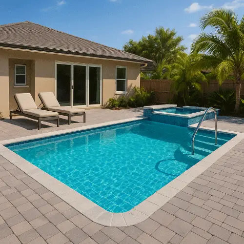 Clear blue pool after professional weekly cleaning in Port Charlotte, FL