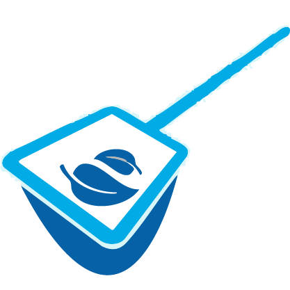 Step 4 – Pool Vacuuming & Cleanup Icon showing vacuum and debris removal from green pool