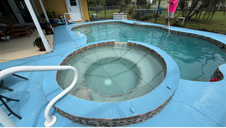Crystal-clear pool after green pool cleanup in Charlotte County