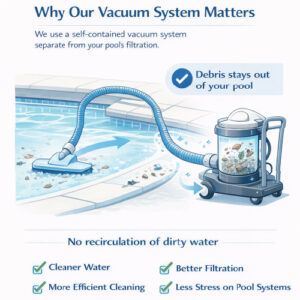 Infographic explaining the benefits of a self-contained pool vacuum system