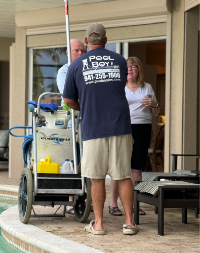 Pool Boy technician providing weekly pool service and pool maintenance in Punta Gorda Florida