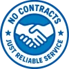 No contracts badge from Pool Boy Inc. highlighting reliable pool service in Port Charlotte
